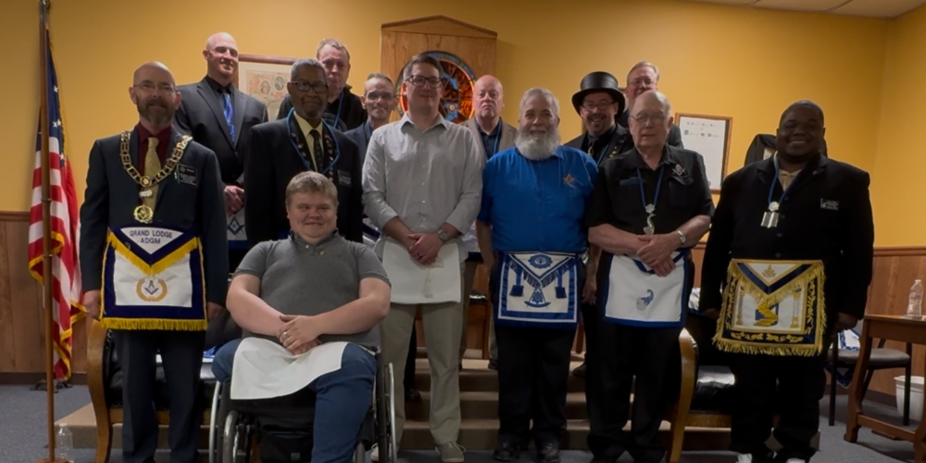 Welcoming Brother Alex Johnson into Streator Lodge, after receiving his First Degree
