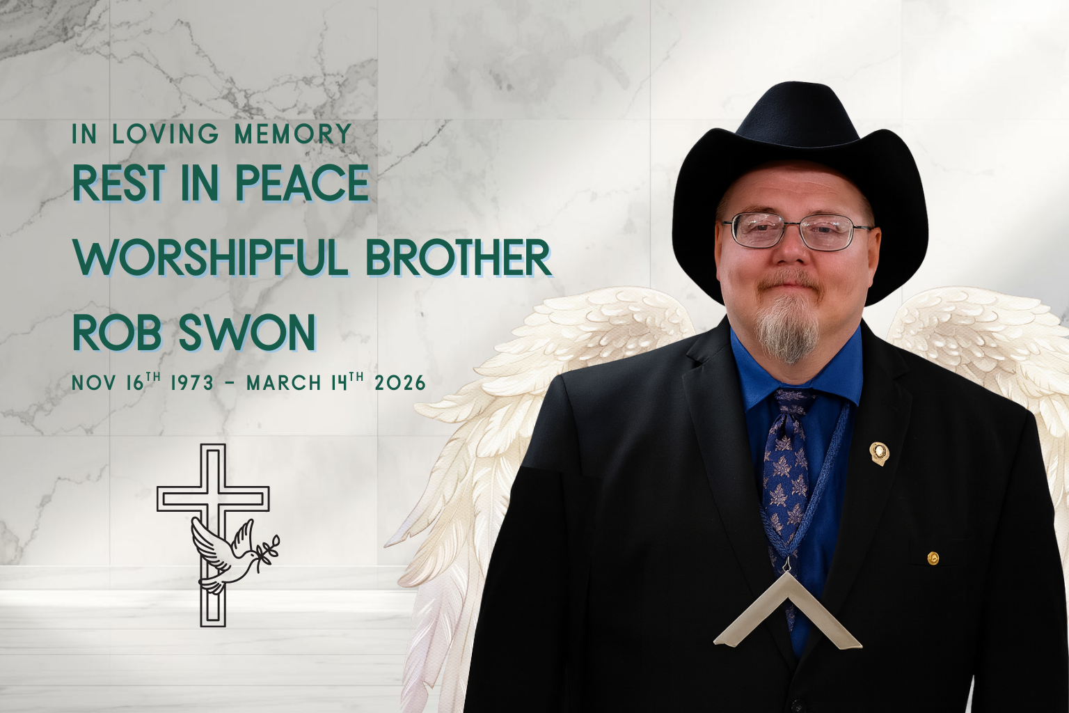Honoring WB Rob Swon Past Master of Streator Lodge, who passed away March 14, 2026