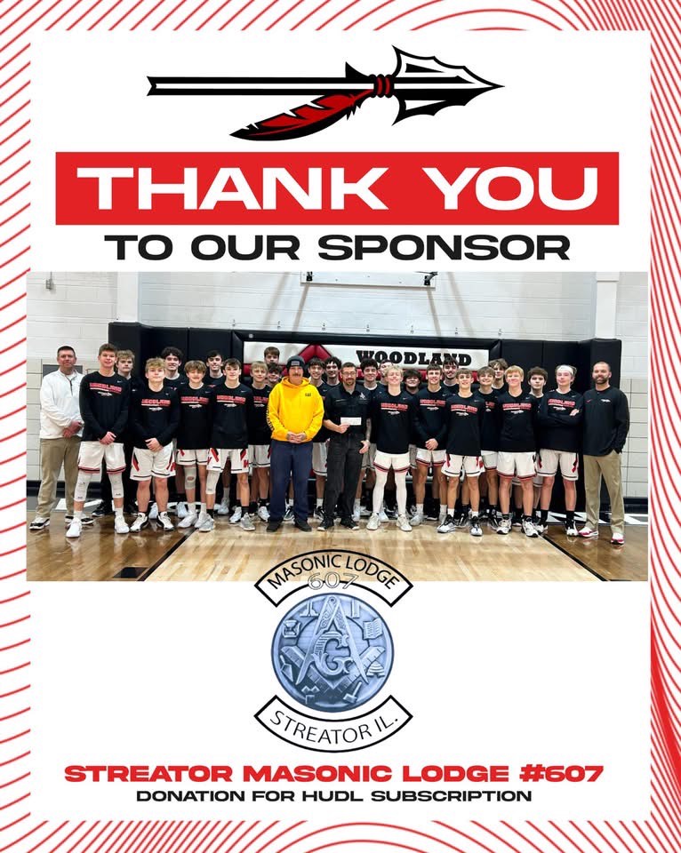 Picture of Brother Burash and WB Armour giving the woodland Basketball team a check to cover the cost of the HUDL System